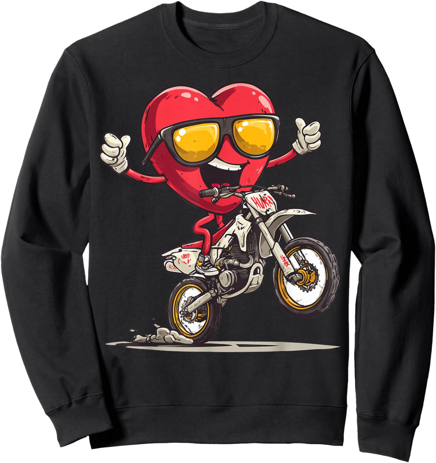 Dirt Bike Heart Motocross Dirt Biking Enduro Valentine's Day Sweatshirt - Sweatshirt | Black