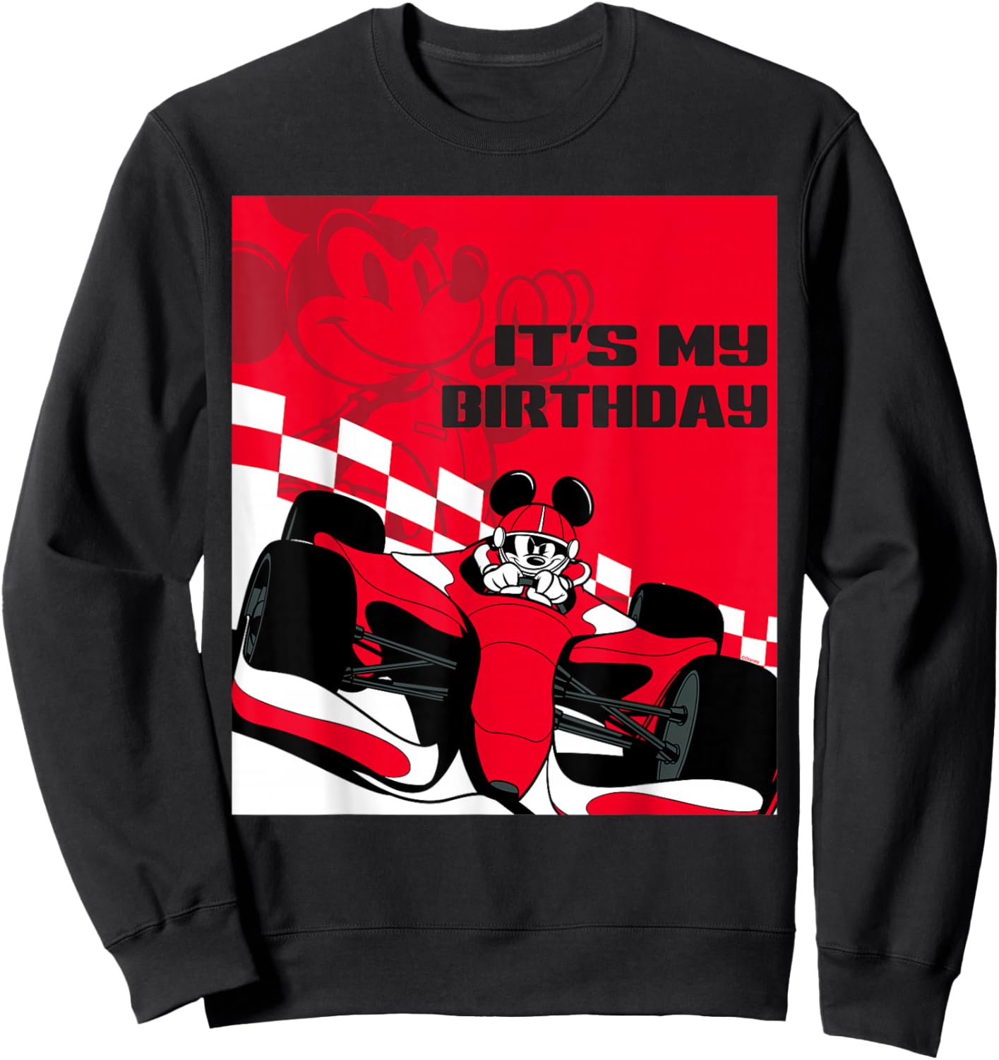 Disney Racing It's My Birthday Mickey Mouse Race Car Party Sweatshirt - Sweatshirt | Black