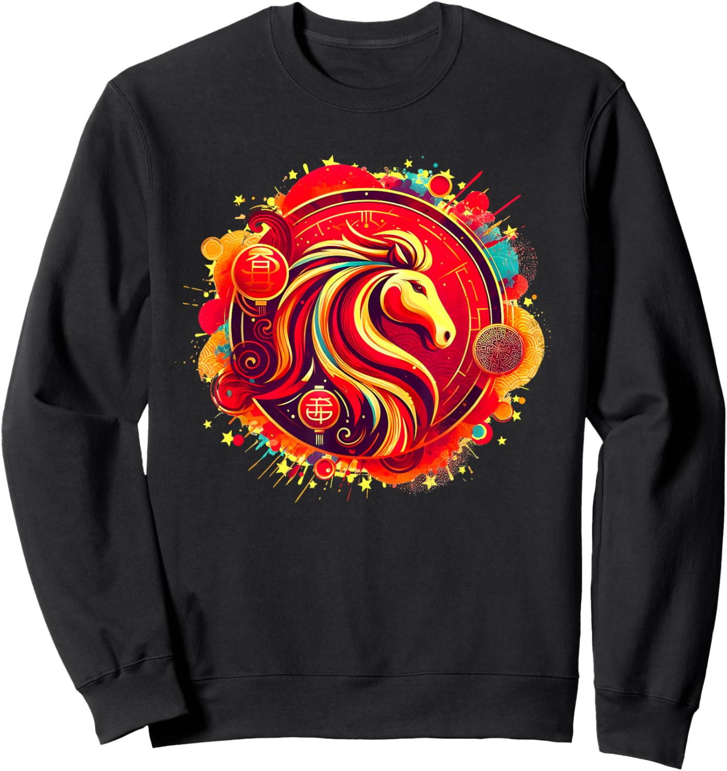 Year of Horse 2026 Chinese Zodiac Lunar New Year Sweatshirt - Sweatshirt | Black