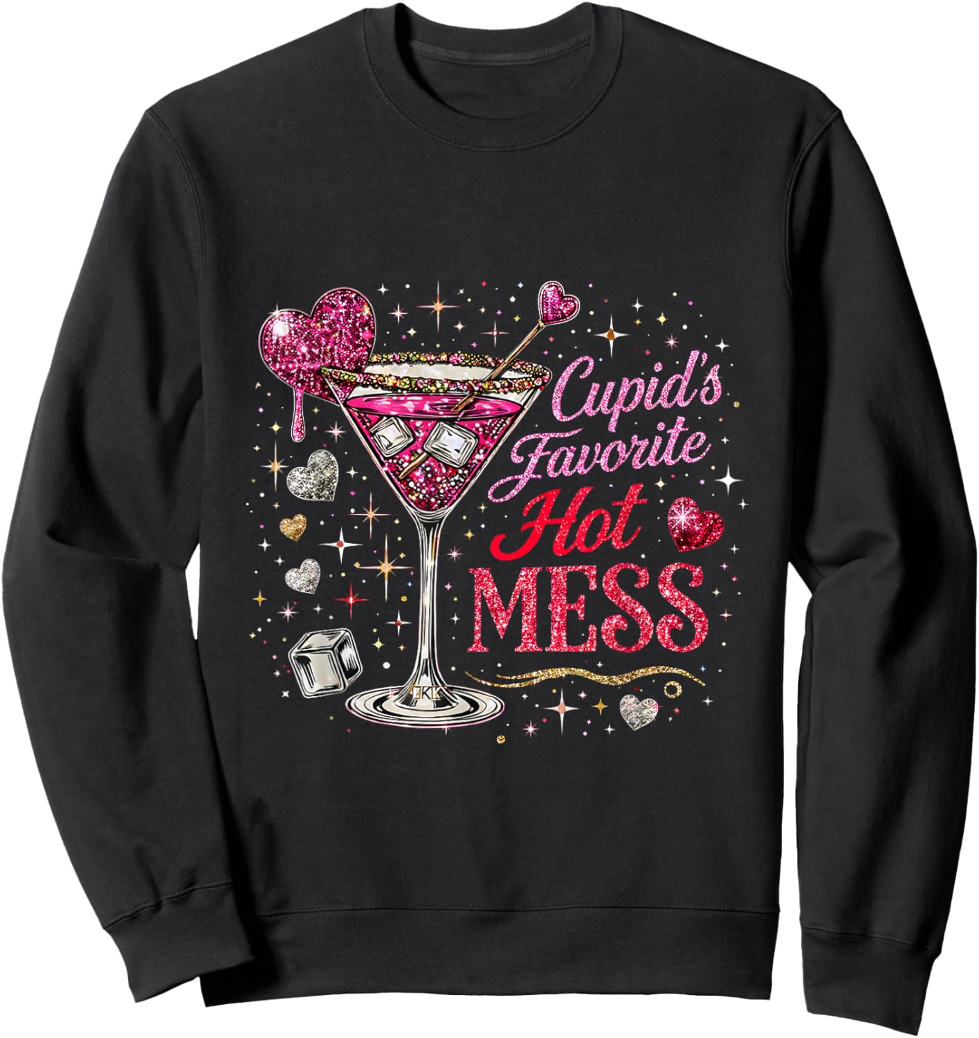 Valentine Even Cupid Need Margarita Retro Trendy Romantic Sweatshirt - Sweatshirt | Black