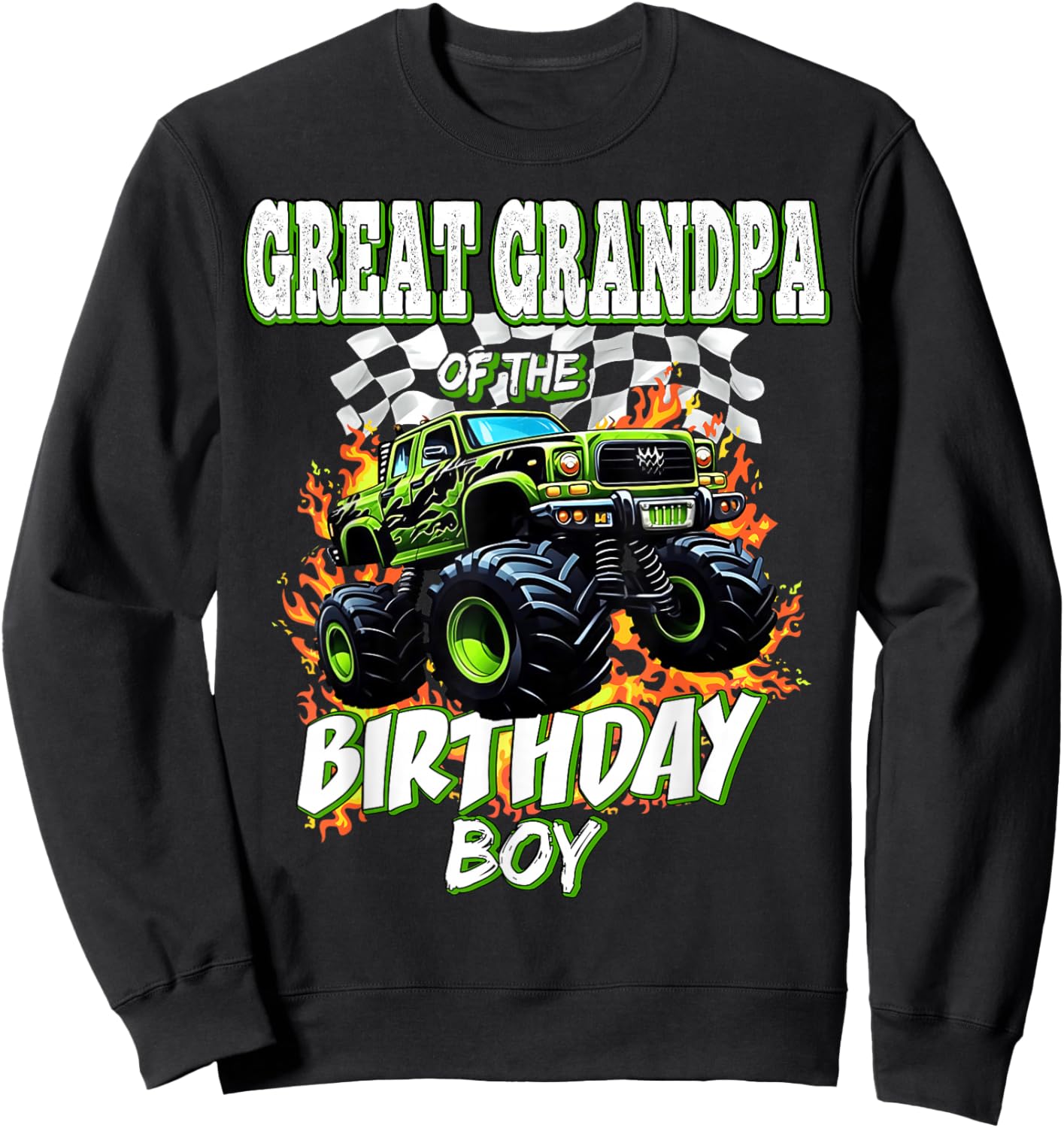 Great Grandpa of The Birthday Boy Monster Truck Birthday Kid Sweatshirt - Sweatshirt | Black