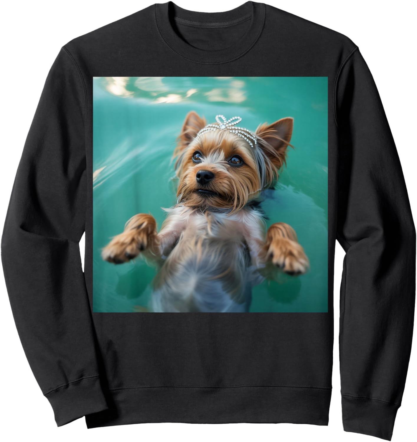 Funny Yorkshire Terrier Dog Swimming Showgirl Water Art Sweatshirt - Sweatshirt | Black