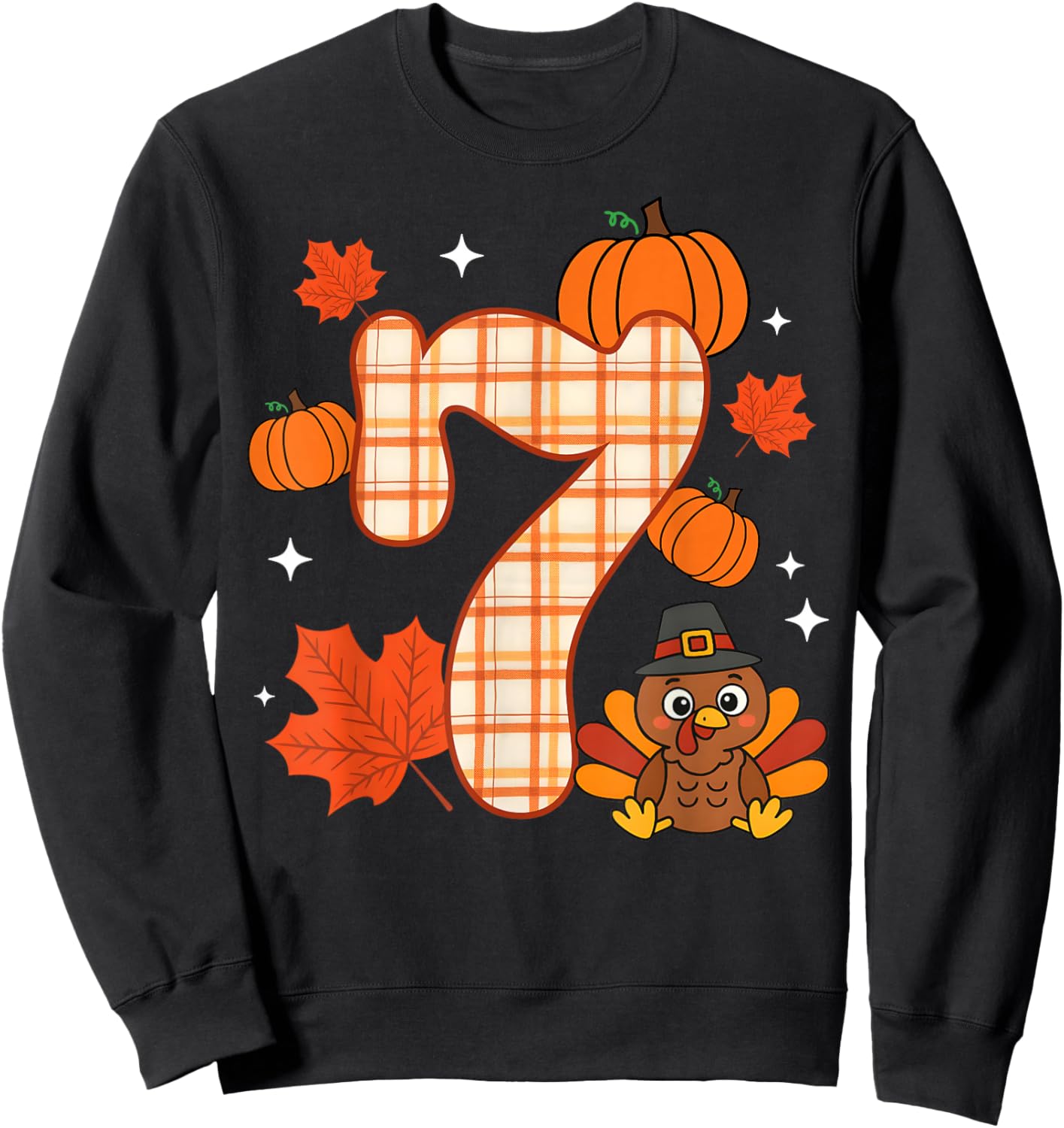 Number 7 67 Meme Thanksgiving Turkey Men Women Kids Sweatshirt - Sweatshirt | Black