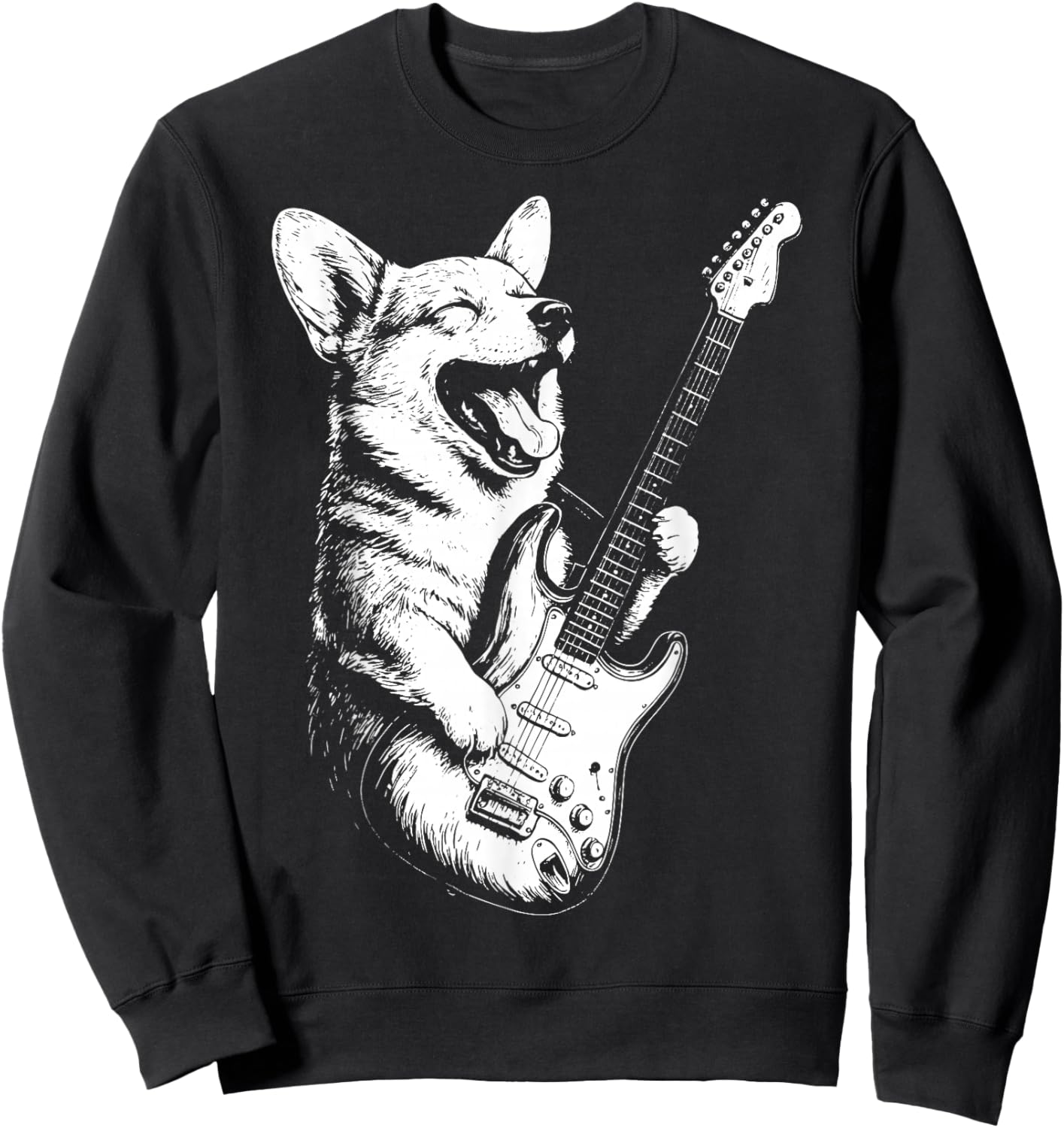 Corgi Playing Guitar Sweatshirt - Sweatshirt | Black