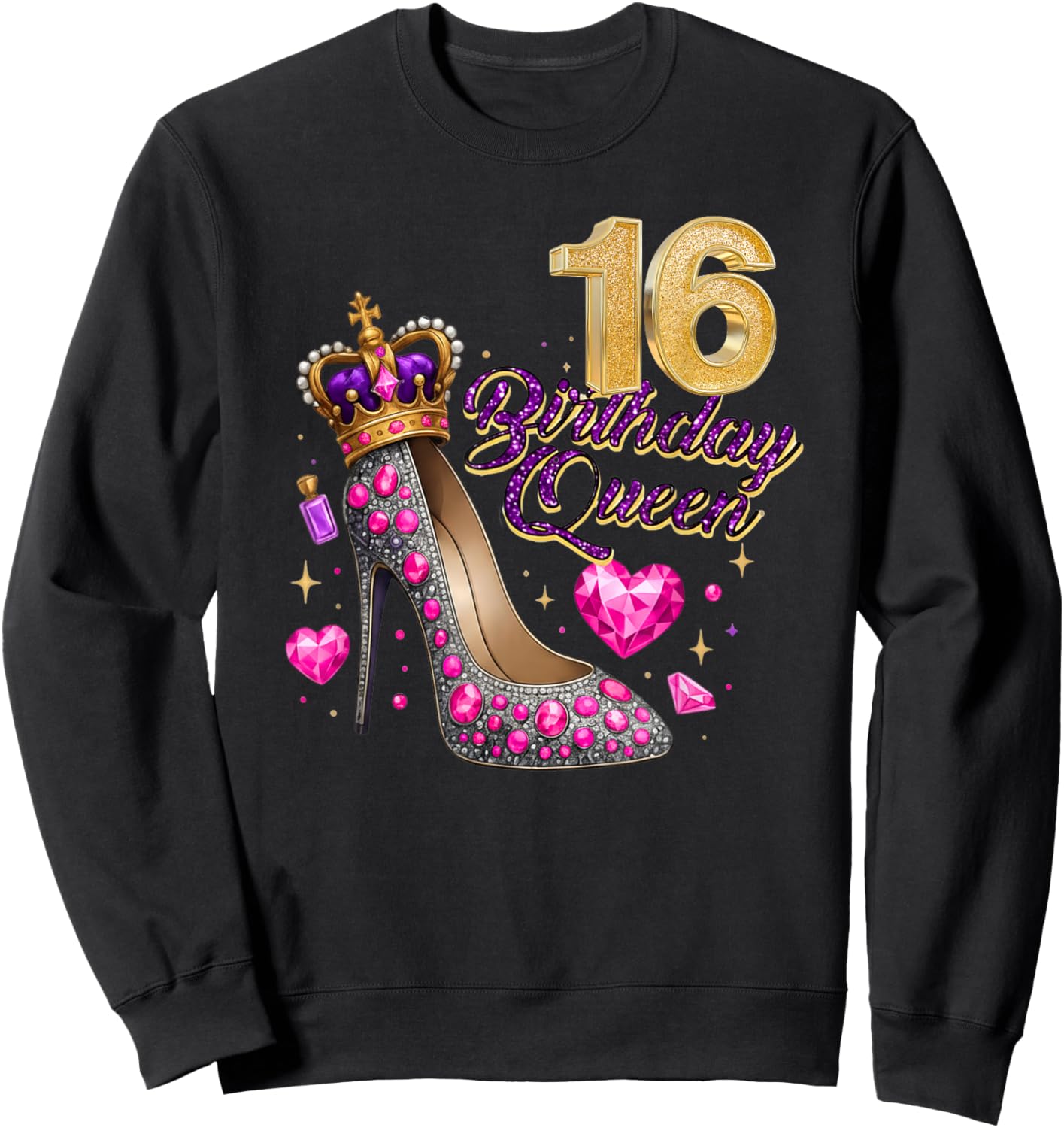 Sweet 16 Birthday Girl – Cute 16th Birthday Queen Sweatshirt - Sweatshirt | Black