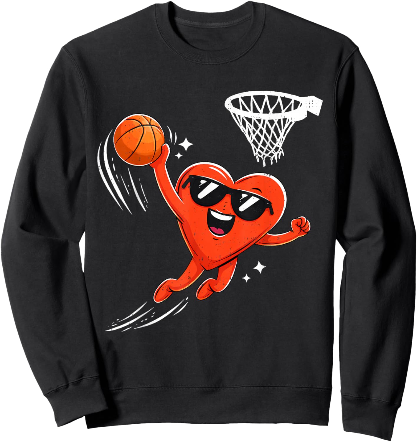 Valentine Basketball Heart Sport Valentines Day Men Boy Kids Sweatshirt - Sweatshirt | Black
