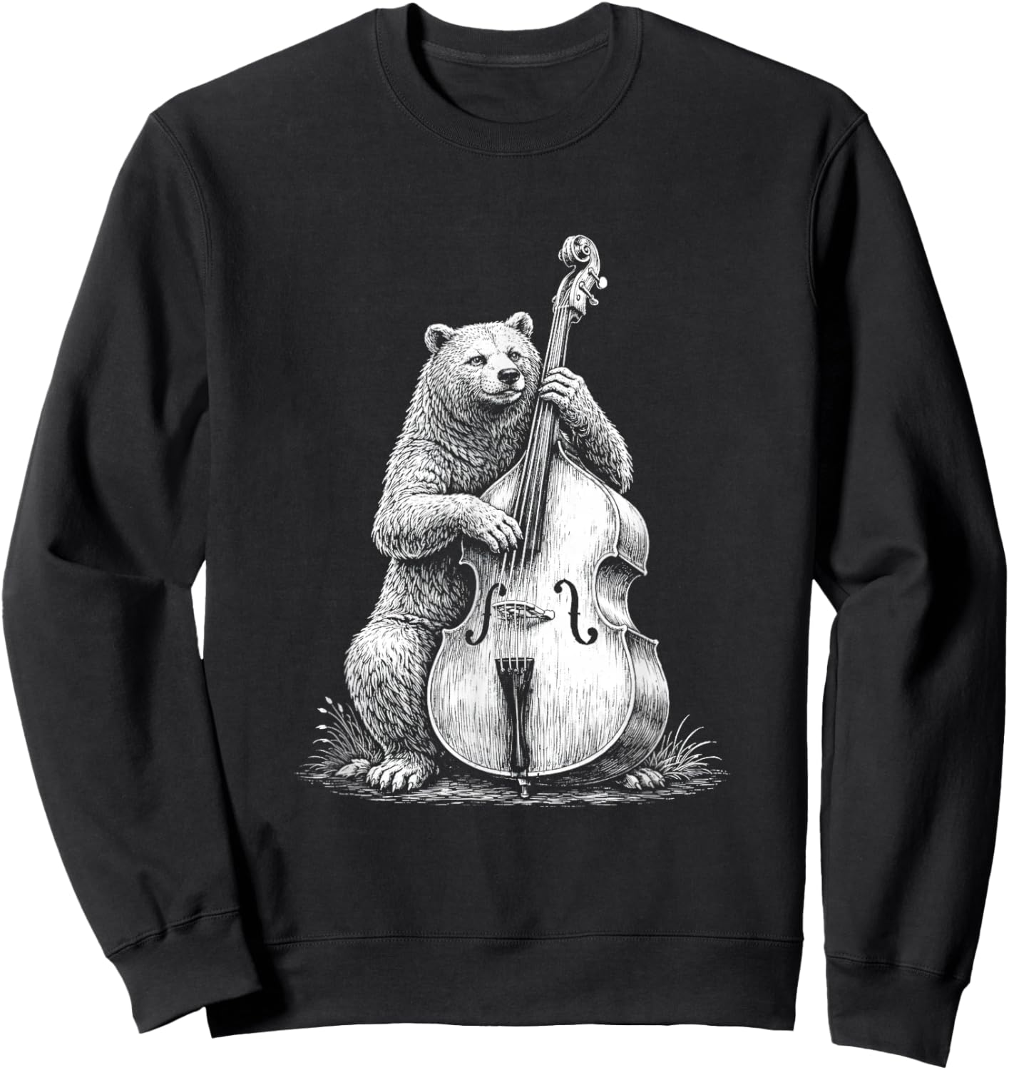 Bluegrass Upright Bass Bear Folk Music Appalachian Music Sweatshirt - Sweatshirt | Black