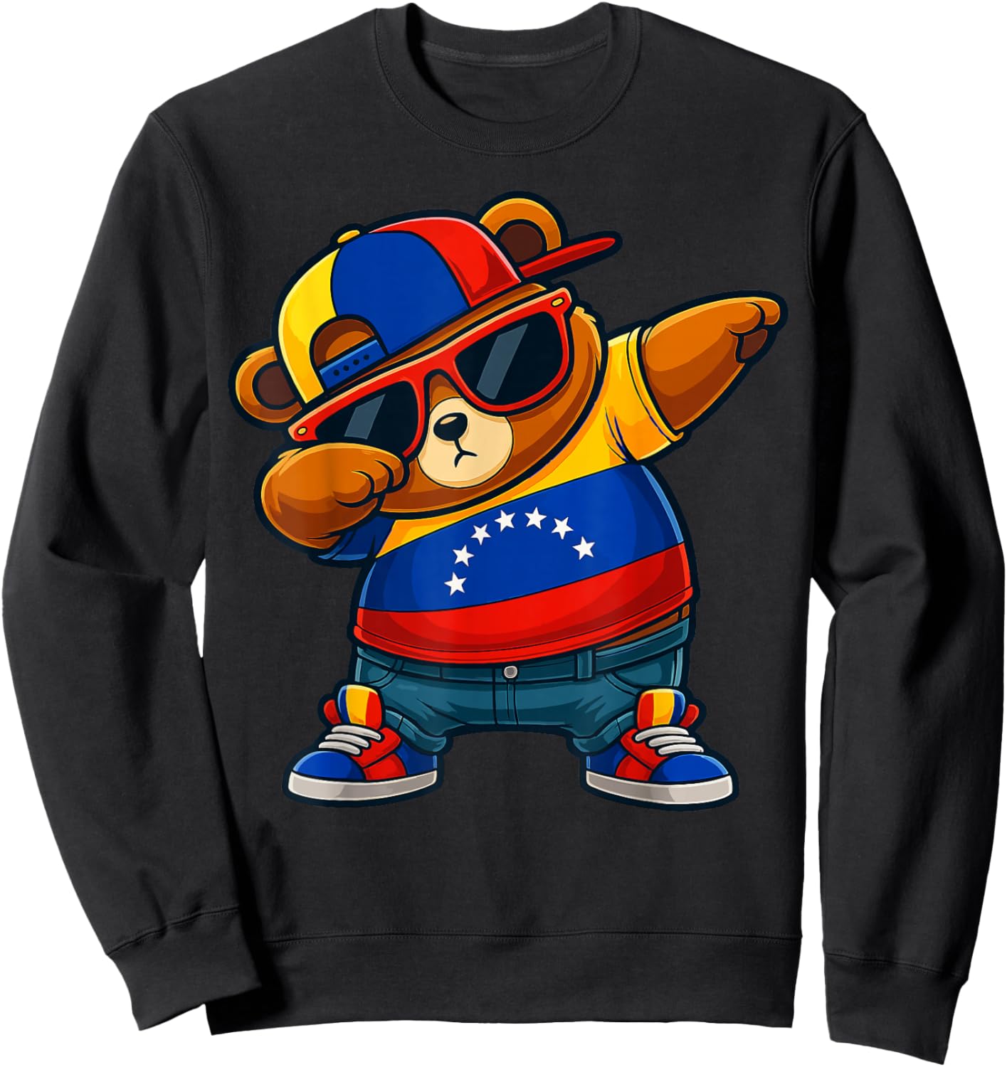 Venezuela Hispanic Heritage Venezuelan Bear Dabbing Kids Sweatshirt - Sweatshirt | Black