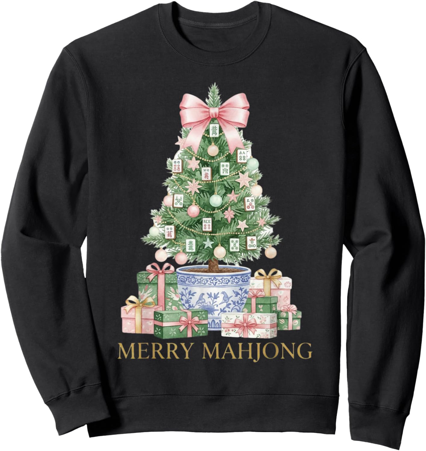 Merry Mahjong Christmas Mahj Sweatshirt - Sweatshirt | Black