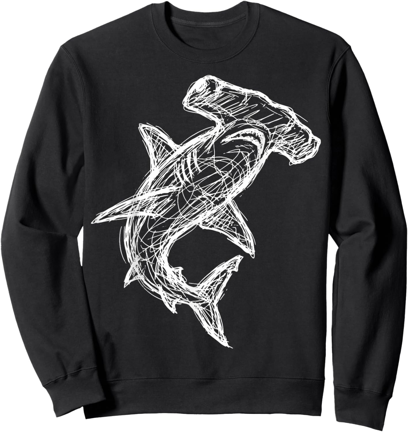 Hammerhead Shark Line Art Sweatshirt - Sweatshirt | Black
