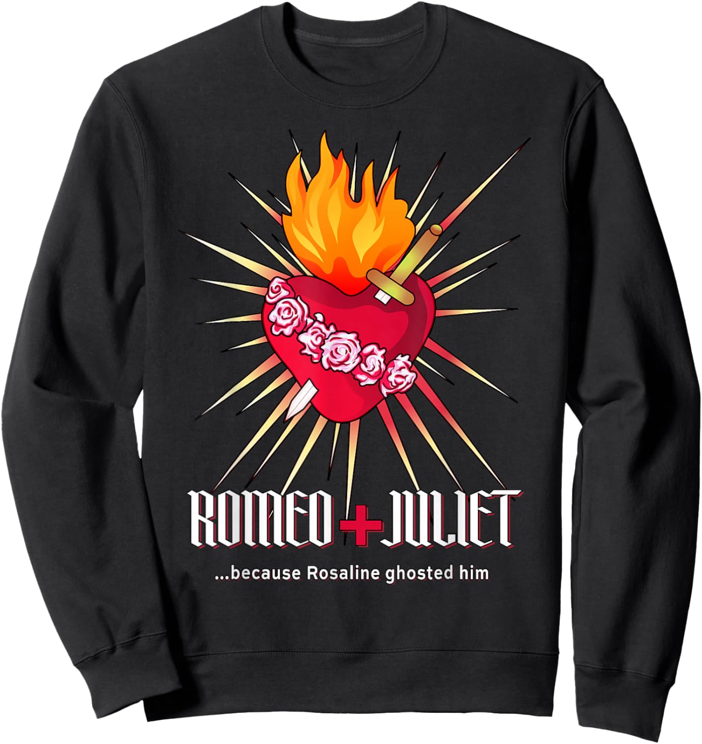 Romeo + Juliet Sacred Heart, Gothic Romance Tragic Love Sweatshirt - Sweatshirt | Black