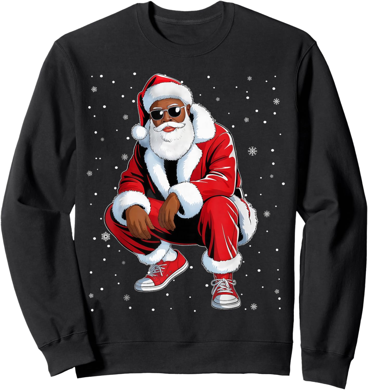 African American Funny Christmas Outfit Afro Santa Claus Sweatshirt - Sweatshirt | Black
