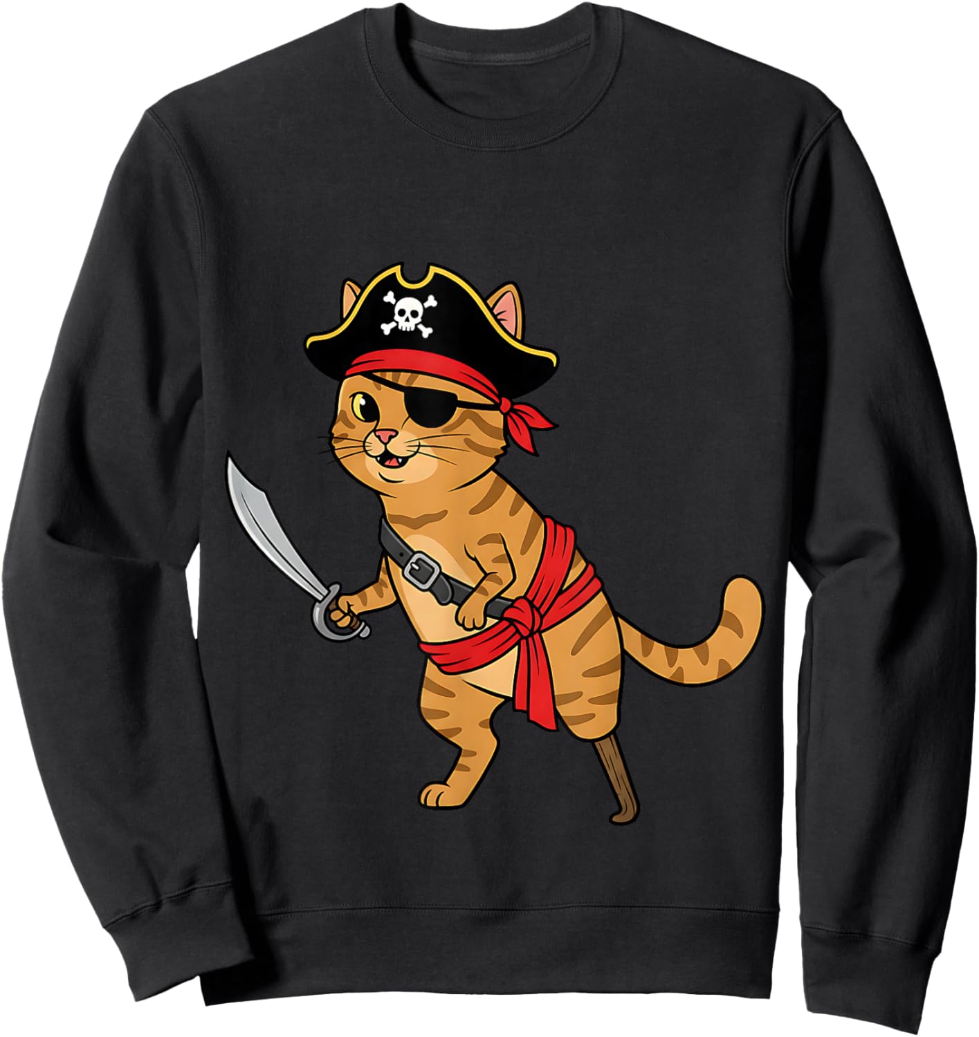 Pirate Cat Toddler Boy Funny Kids Halloween Costume Sweatshirt - Sweatshirt | Black