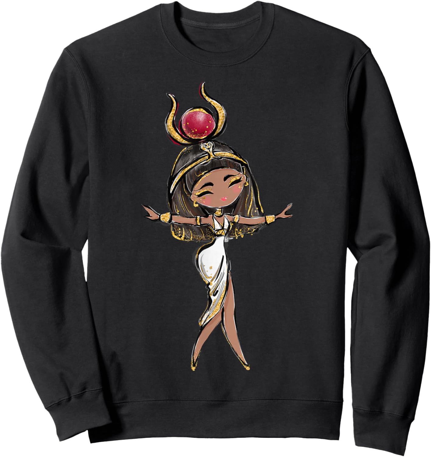 Hathor Ancient Egyptian Egypt Trip Art Decor Sweatshirt - Sweatshirt | Black