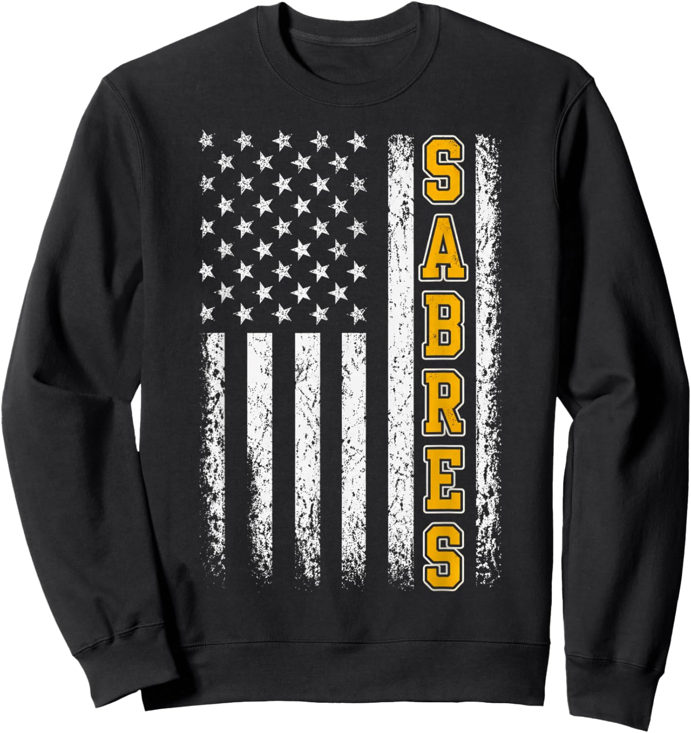 Vintage Sabres USA Flag Classic Gifts Women Kids Sweatshirt - Sweatshirt | Black