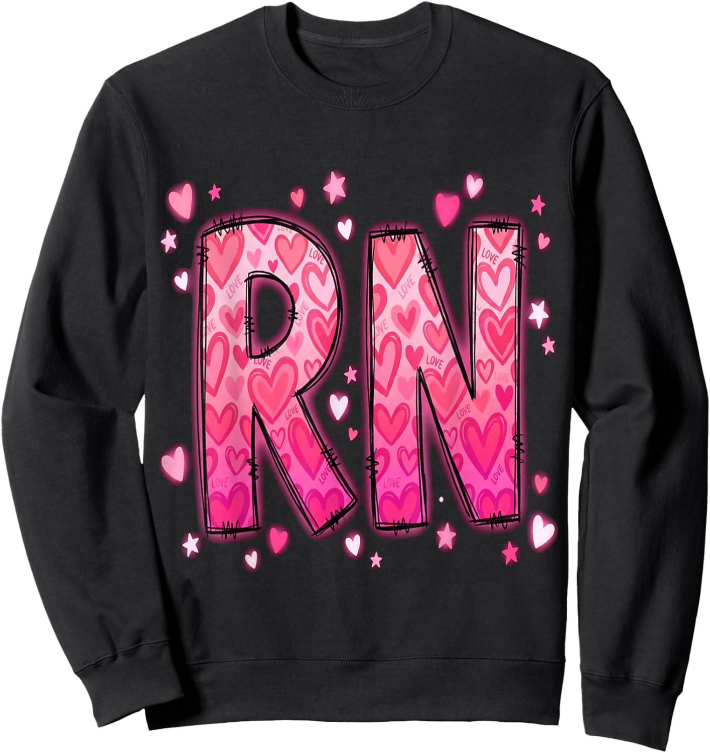 Healthcare Heart Registered Nurse RN Valentines Nurses Sweatshirt - Sweatshirt | Black