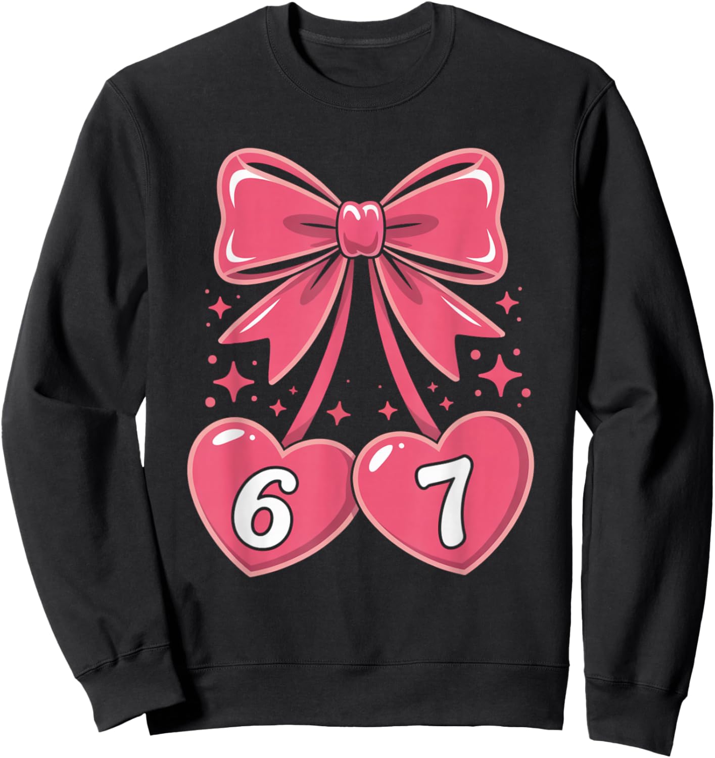 67 Valentines Day Hearts Bow Cute Pink Number Love Sweatshirt - Sweatshirt | Black