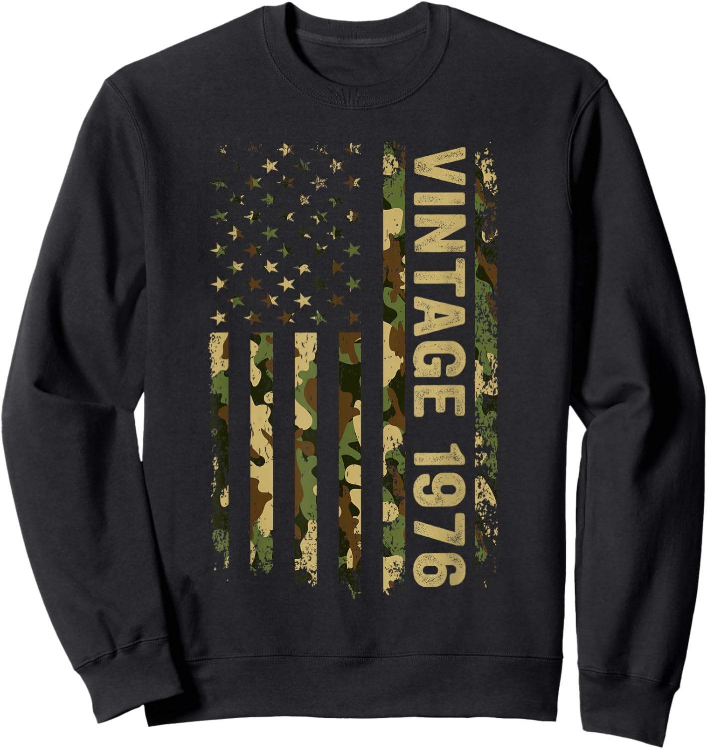 50th Birthday Gifts Vintage 1976 American Flag 50 Year Old Sweatshirt - Sweatshirt | Black
