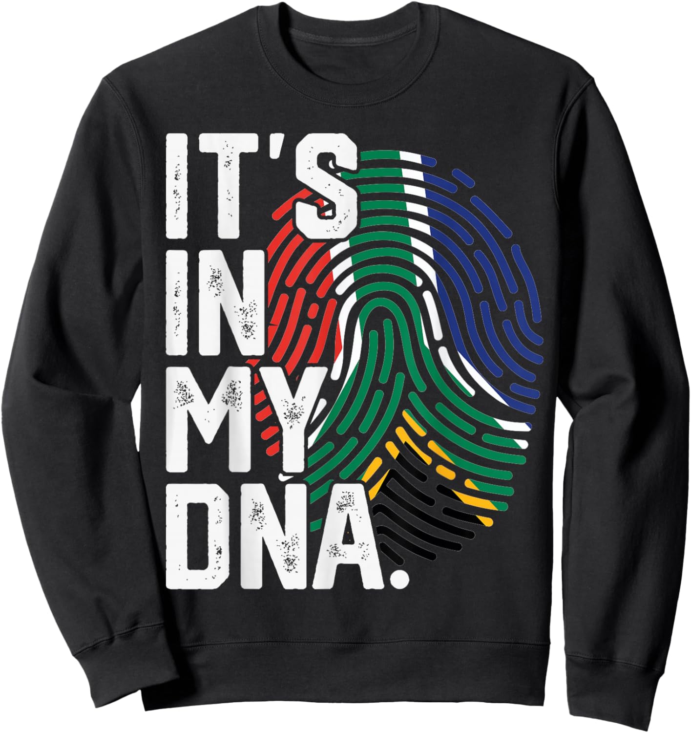 South Africa Roots Flag Fingerprint Graphic Patriotic Sweatshirt - Sweatshirt | Black