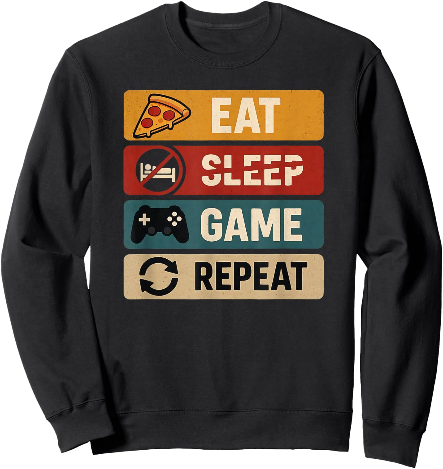 Eat No Sleep Game Repeat Sweatshirt - Sweatshirt | Black