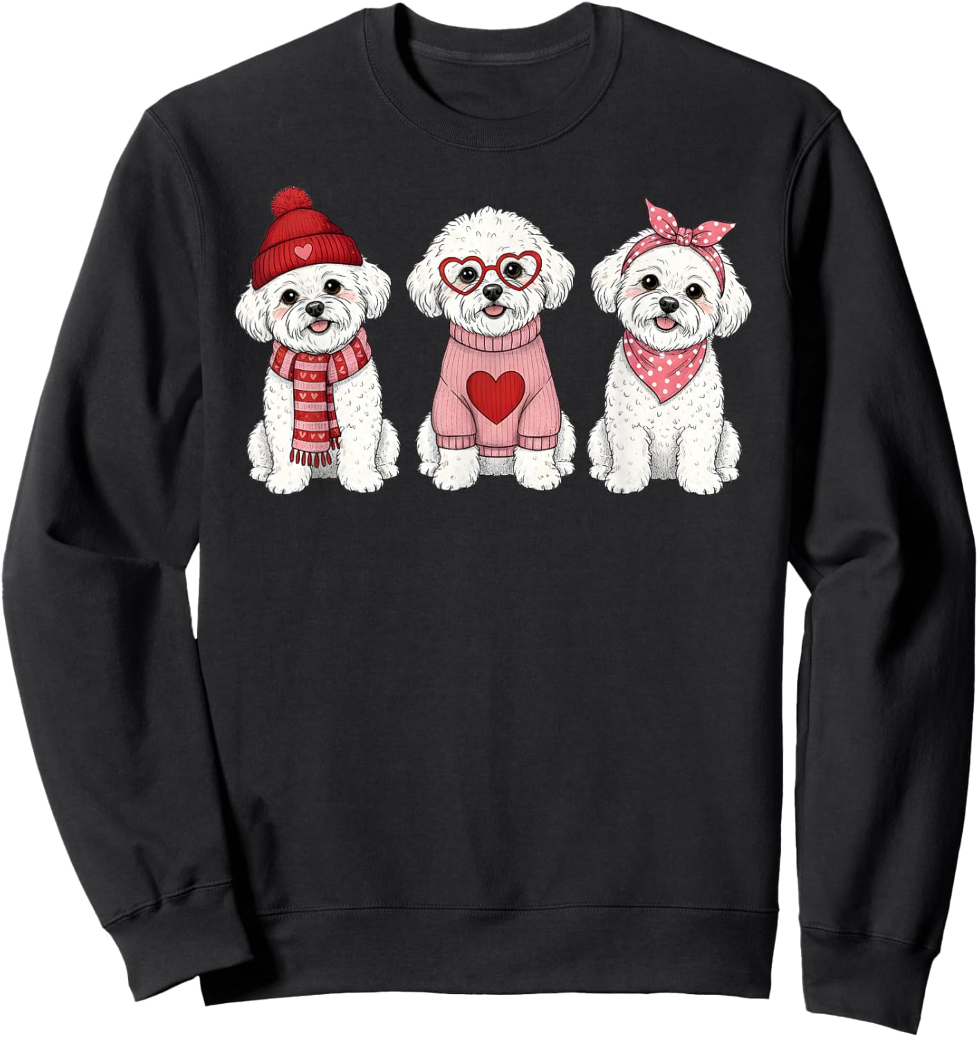 Cute Bichon Frise Valentine Dog Sweatshirt - Sweatshirt | Black