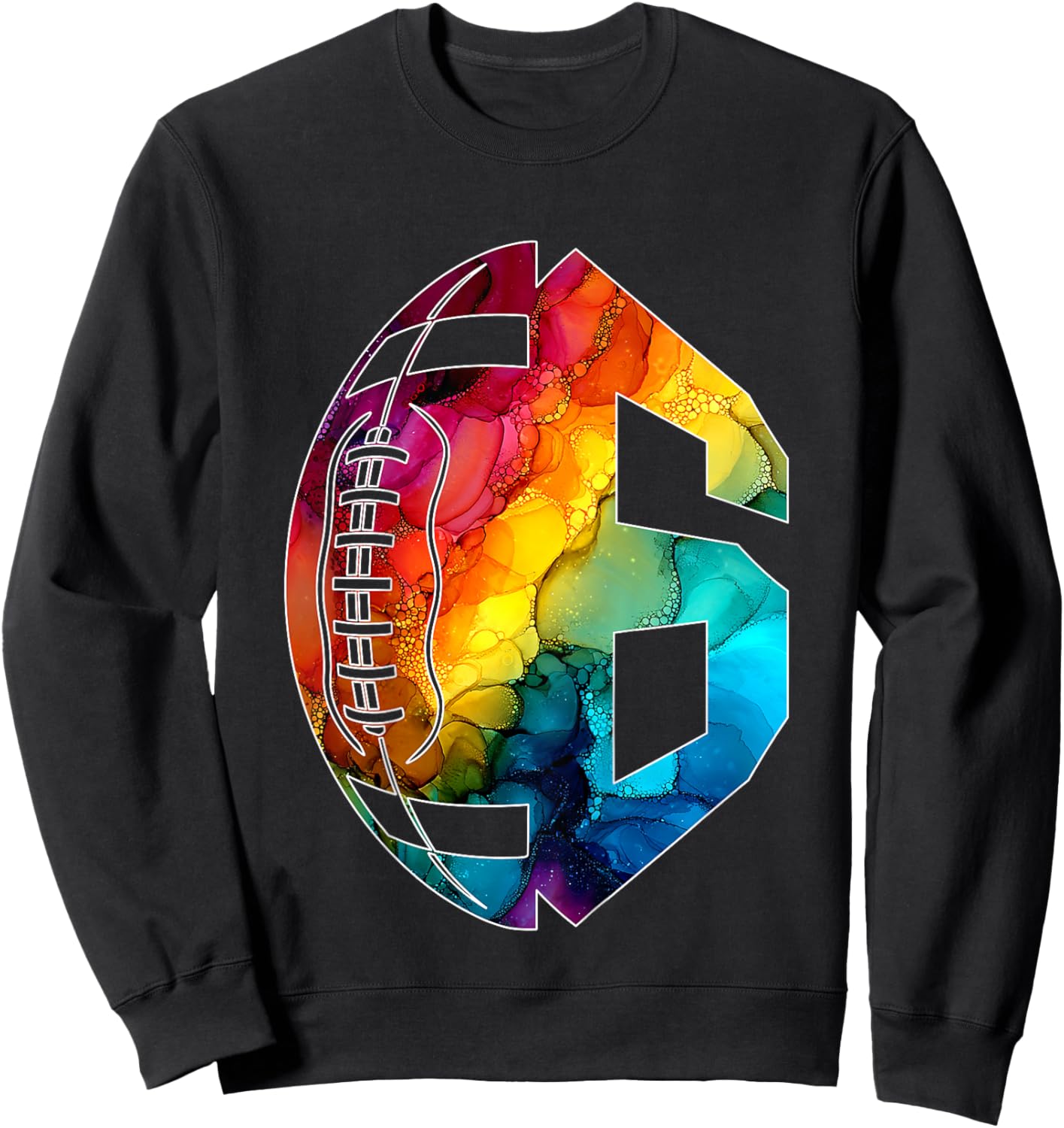 Number 6 Years Football 6TH Birthday Sweatshirt - Sweatshirt | Black