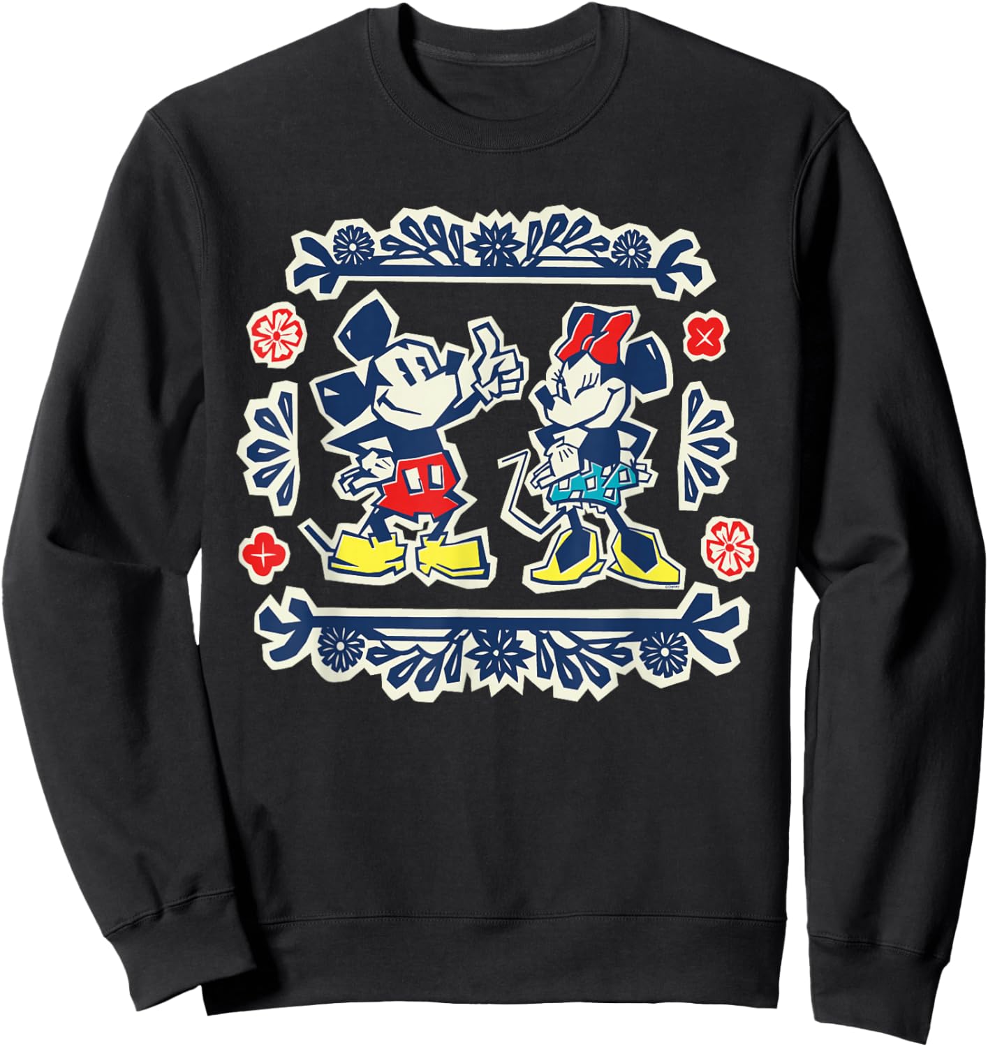 Disney Mickey & Minnie Fiesta Papel Picado Style Mexican Art Sweatshirt - Sweatshirt | Black