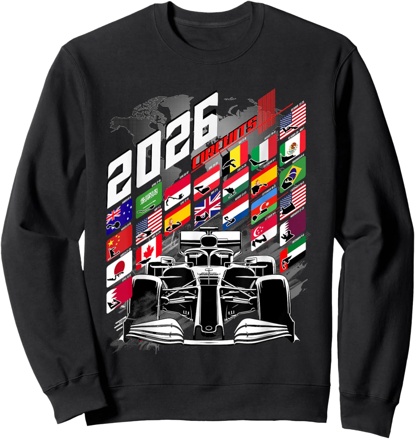 2026 Calendar Racing Circuit Schedule Gear Places Sweatshirt - Sweatshirt | Black