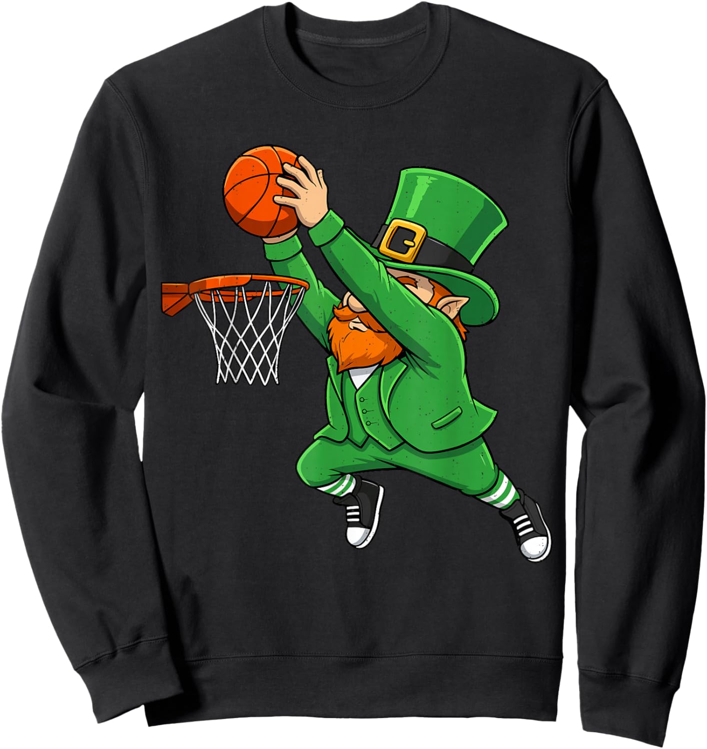 Leprechaun Basketball Green St Patricks Day Sport Boys Kids Sweatshirt - Sweatshirt | Black