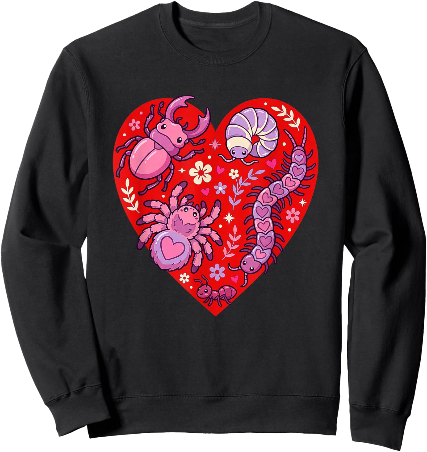 Bug Heart Cute Insect Valentine Love Sweatshirt - Sweatshirt | Black