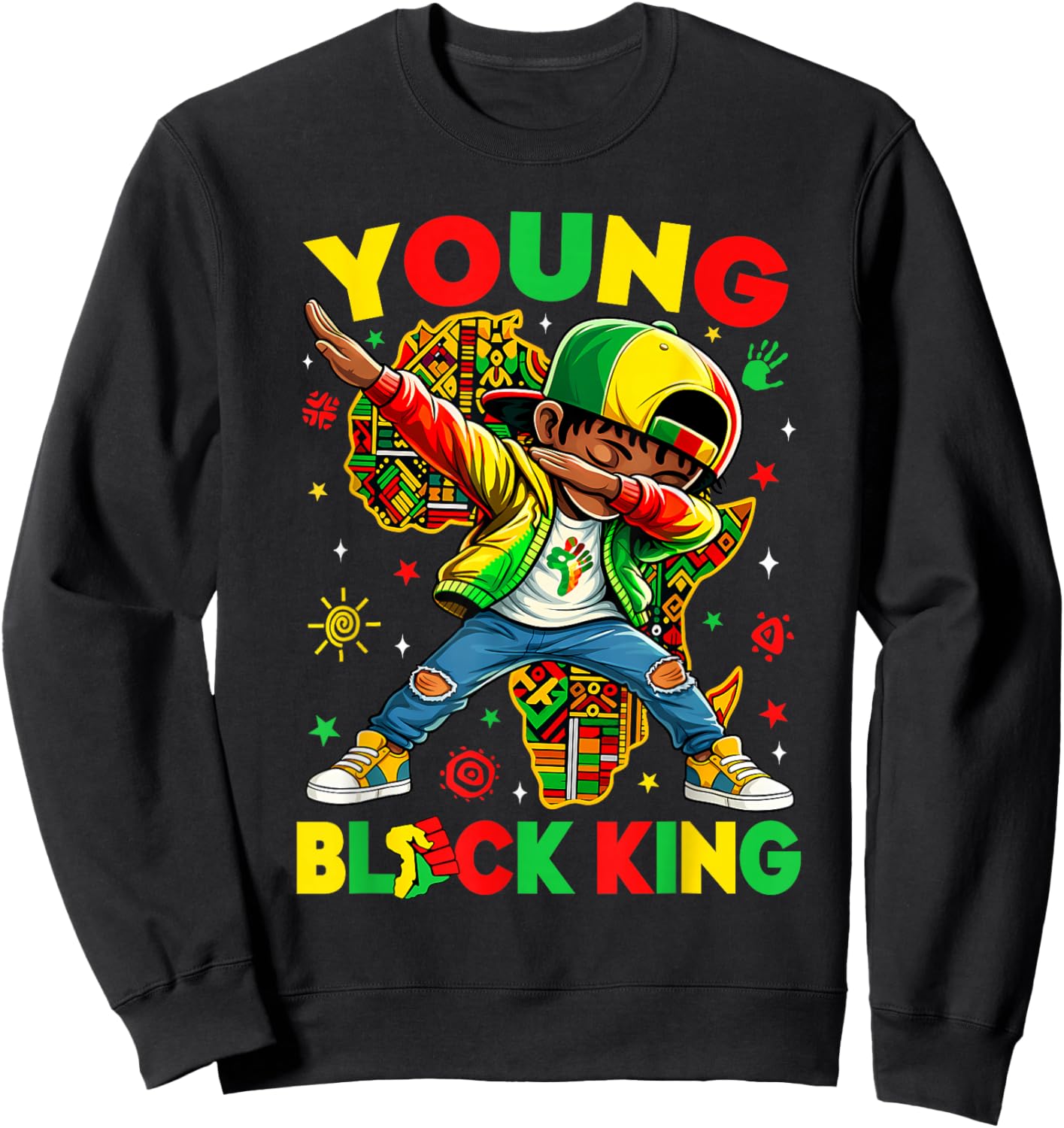 Young Black King Melanin African American History Month Sweatshirt - Sweatshirt | Black