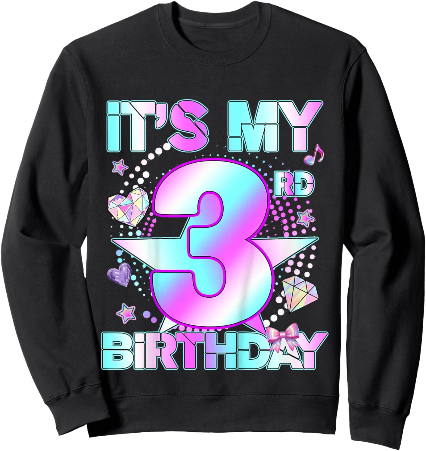 3 Years Old Birthday Kpop Kids Toddler 3rd Birthday Girl Sweatshirt - Sweatshirt | Black