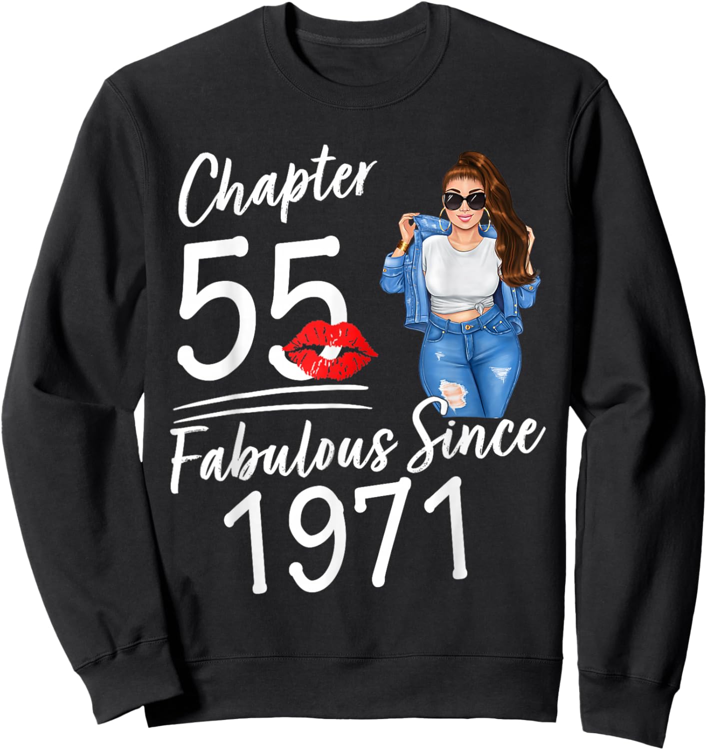 Chapter 55 Fabulous Since 1971 Birthday Queen Sweatshirt - Sweatshirt | Black