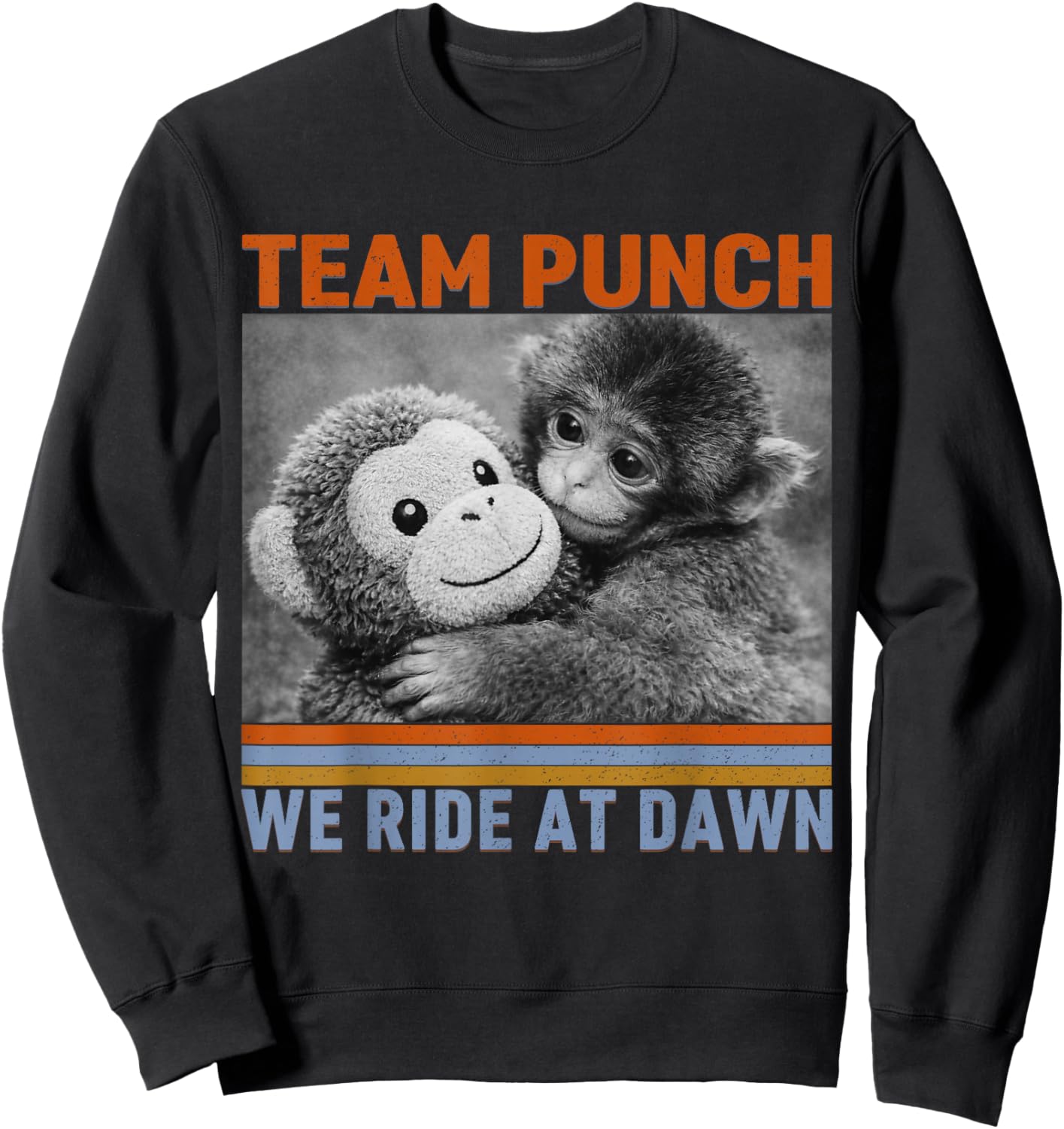 Retro Team Punch Monkey Ride At Dawn Hopecore Sweatshirt - Sweatshirt | Black
