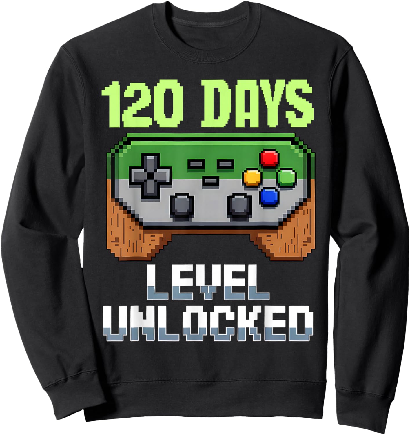 120 Days Level Unlocked Gaming 120 Days of School Boys Gamer Sweatshirt - Sweatshirt | Black