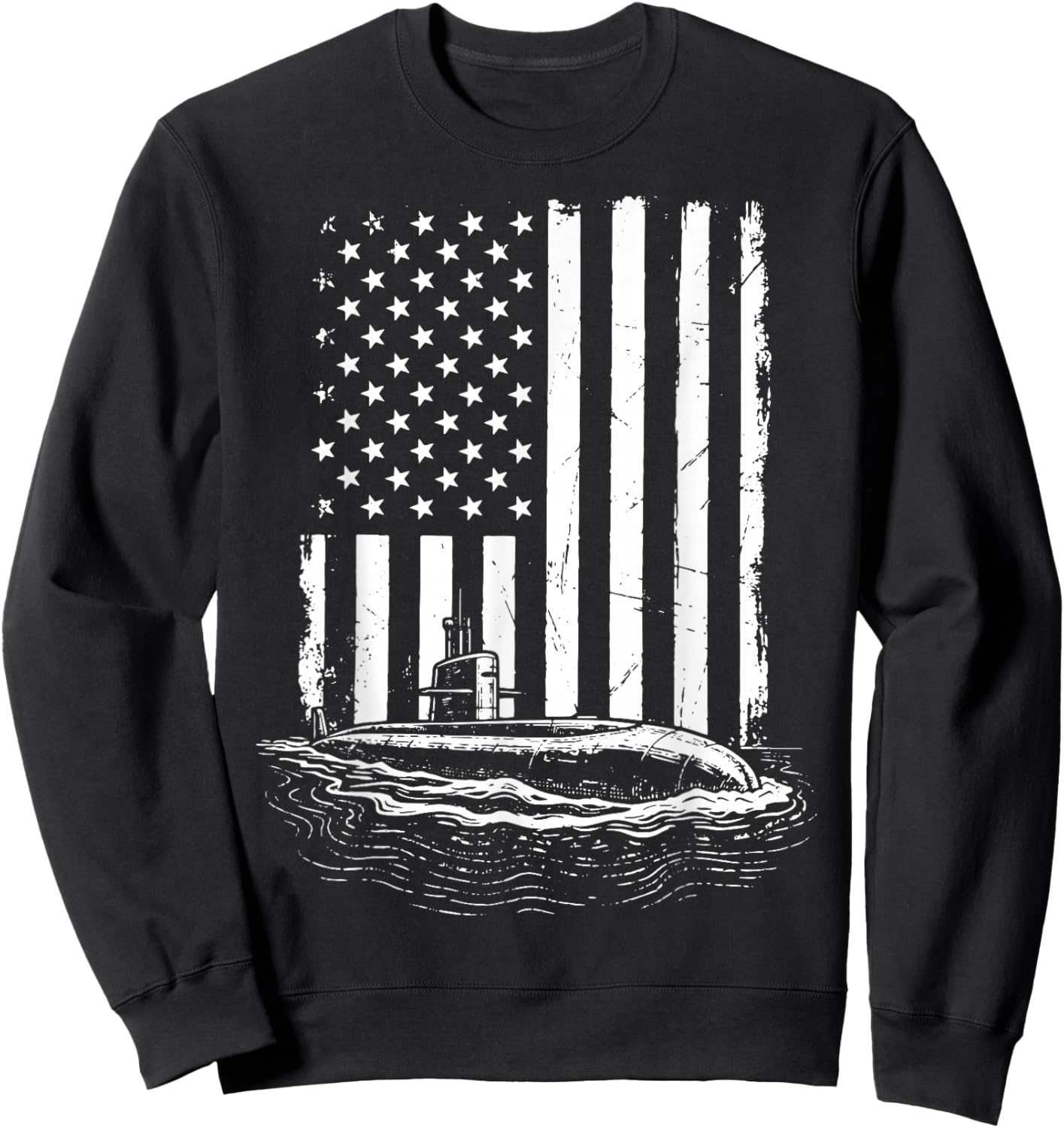 Submarine USA Flag Veteran 4th of July Sweatshirt - Sweatshirt | Black