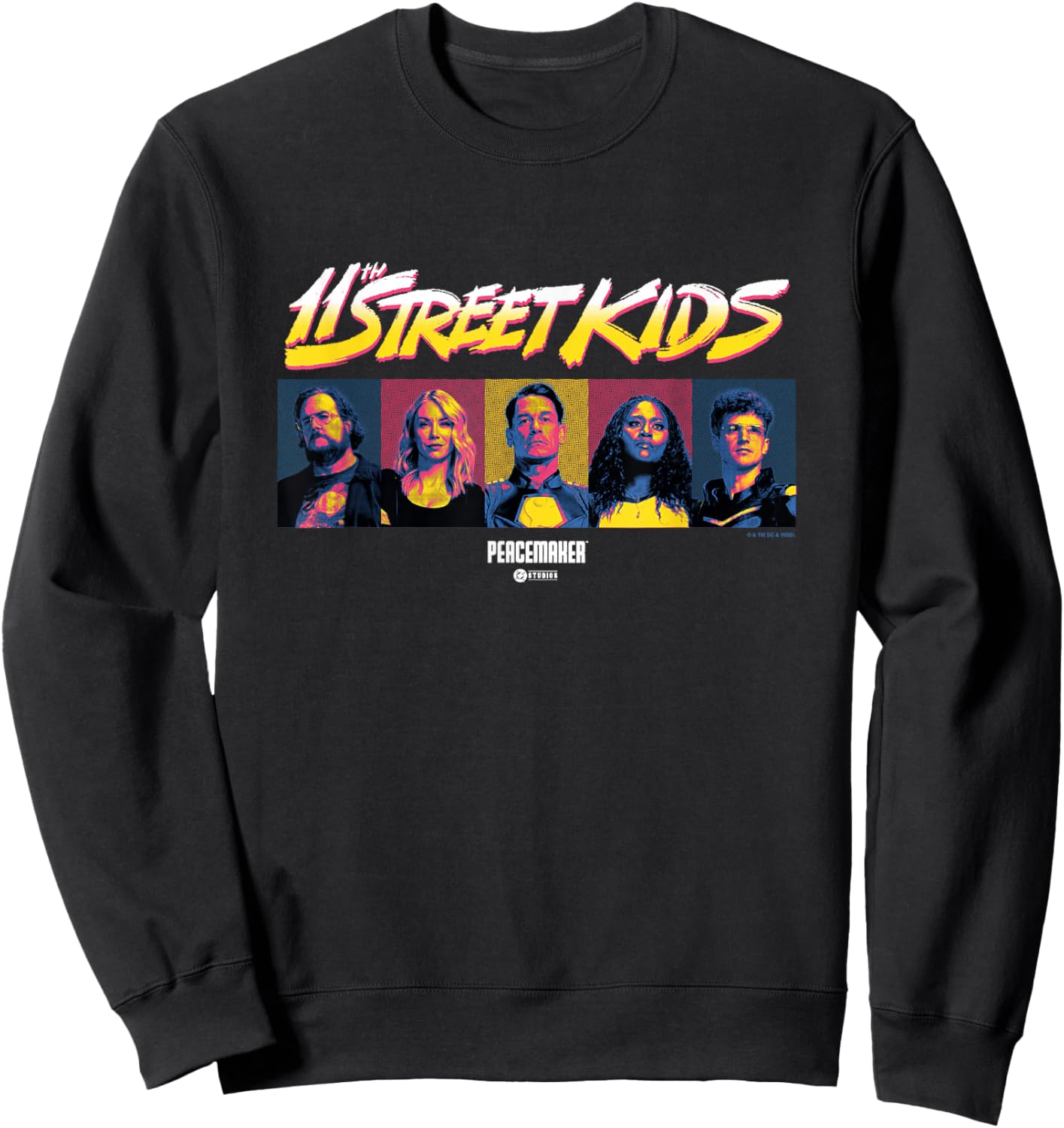 DC Comics Peacemaker 11th Street Kids Distressed Poster Sweatshirt - Sweatshirt | Black