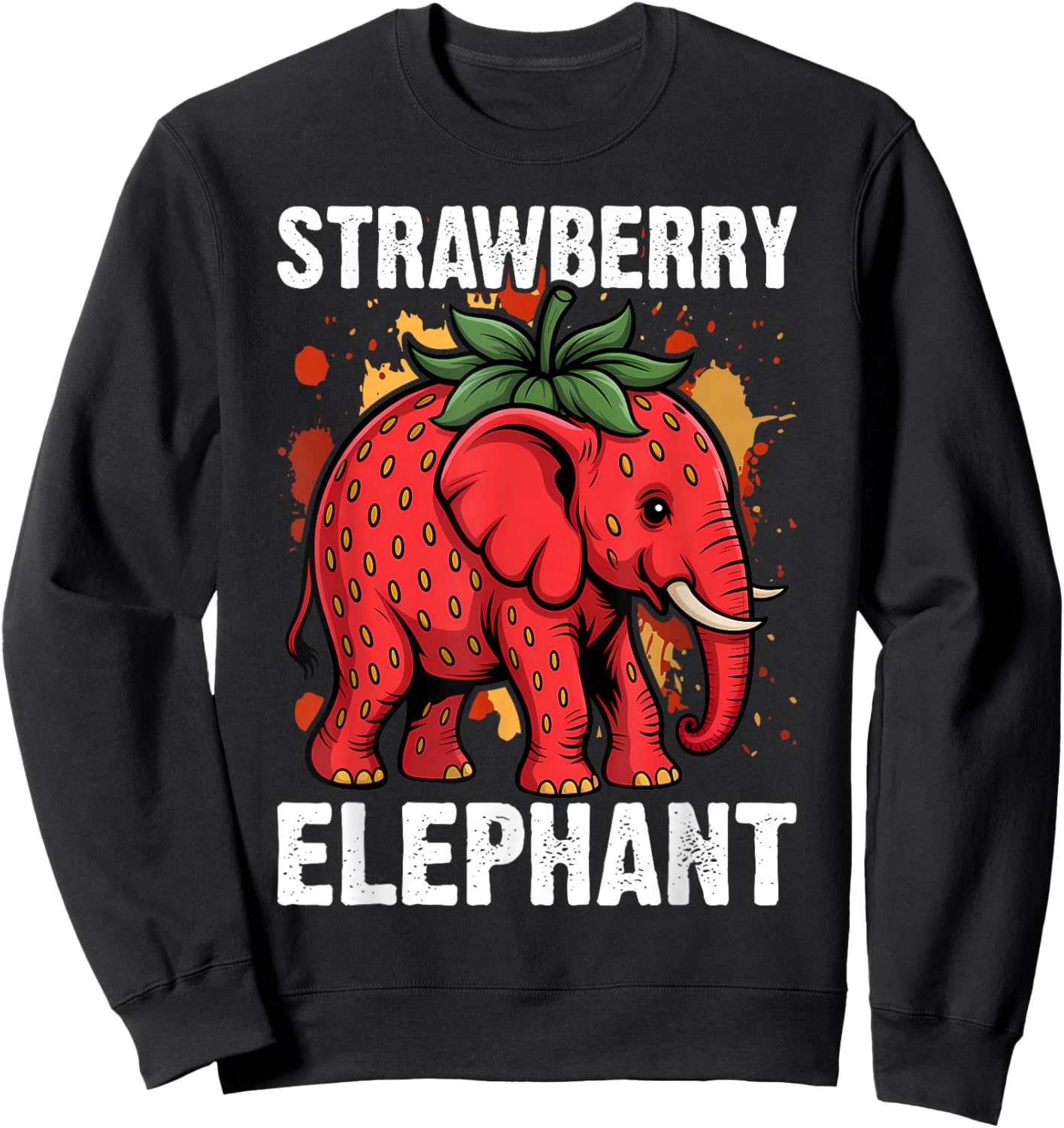 Kids Meme Strawberry Elephant Sweatshirt - Sweatshirt | Black