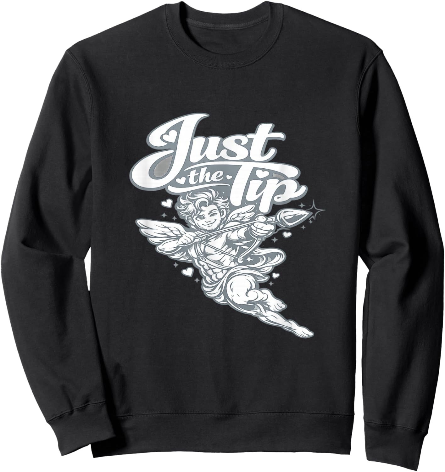 Playful Valentine Cupid Graphic - Just The Tip Sweatshirt - Sweatshirt | Black