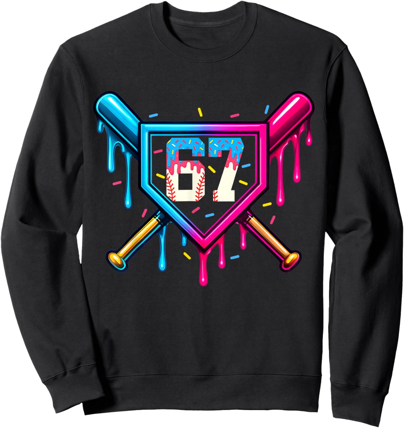 67 Ice Cream Drip Meme Six Seven Gen Alpha Slang Sweatshirt - Sweatshirt | Black