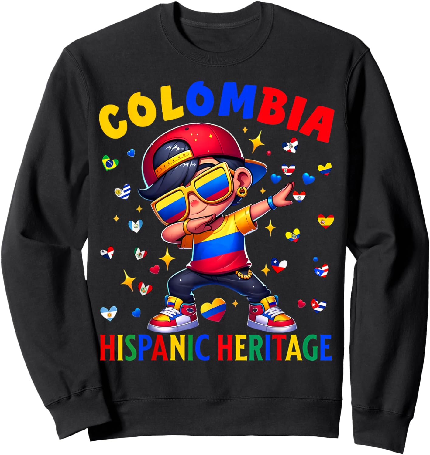 Hispanic Heritage Month Colombia Flag Colombian Boy Kids Sweatshirt - Sweatshirt | Black