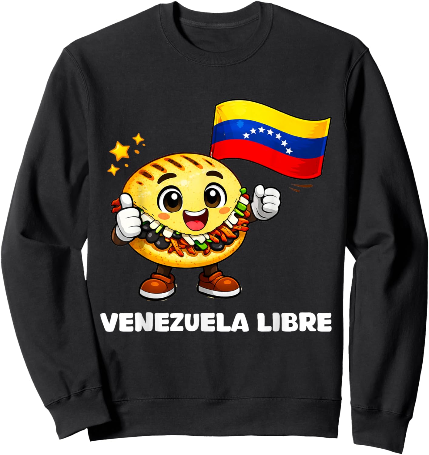 Venezuela Libre Venezuelan Freedom Strong Arepa Flag Sweatshirt - Sweatshirt | Black
