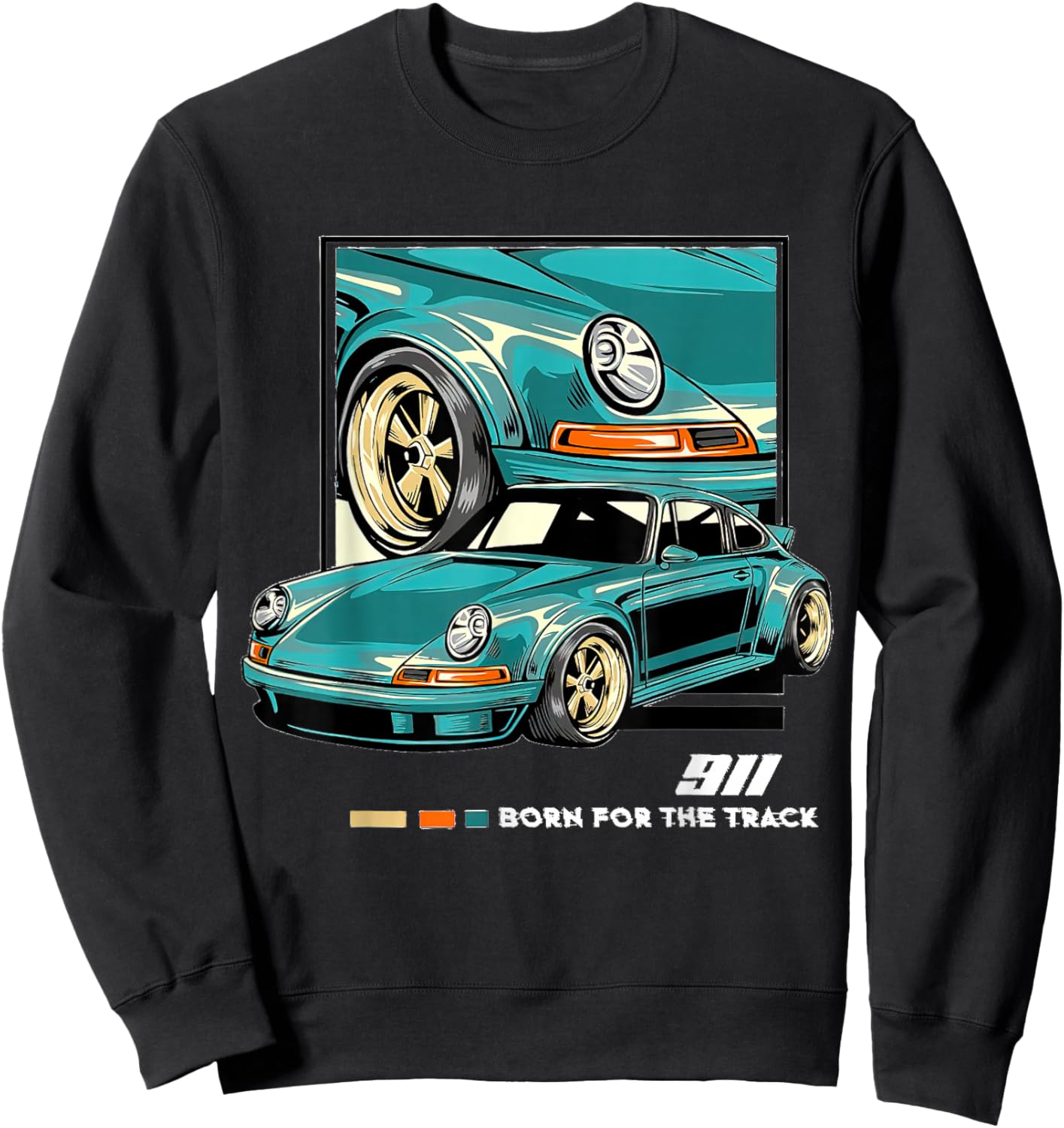 911 GT3 RS Classic Vintage Old Car USA Flag Sweatshirt - Sweatshirt | Black
