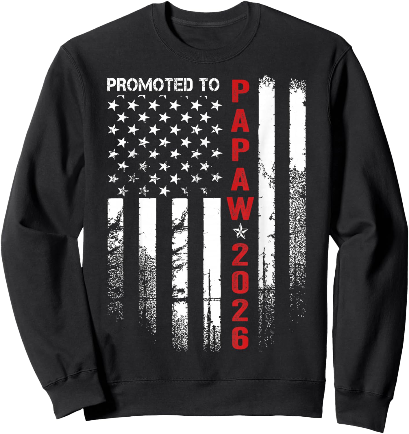Patriotic Promoted to Papaw Est 2026 First Time Dad Sweatshirt - Sweatshirt | Black