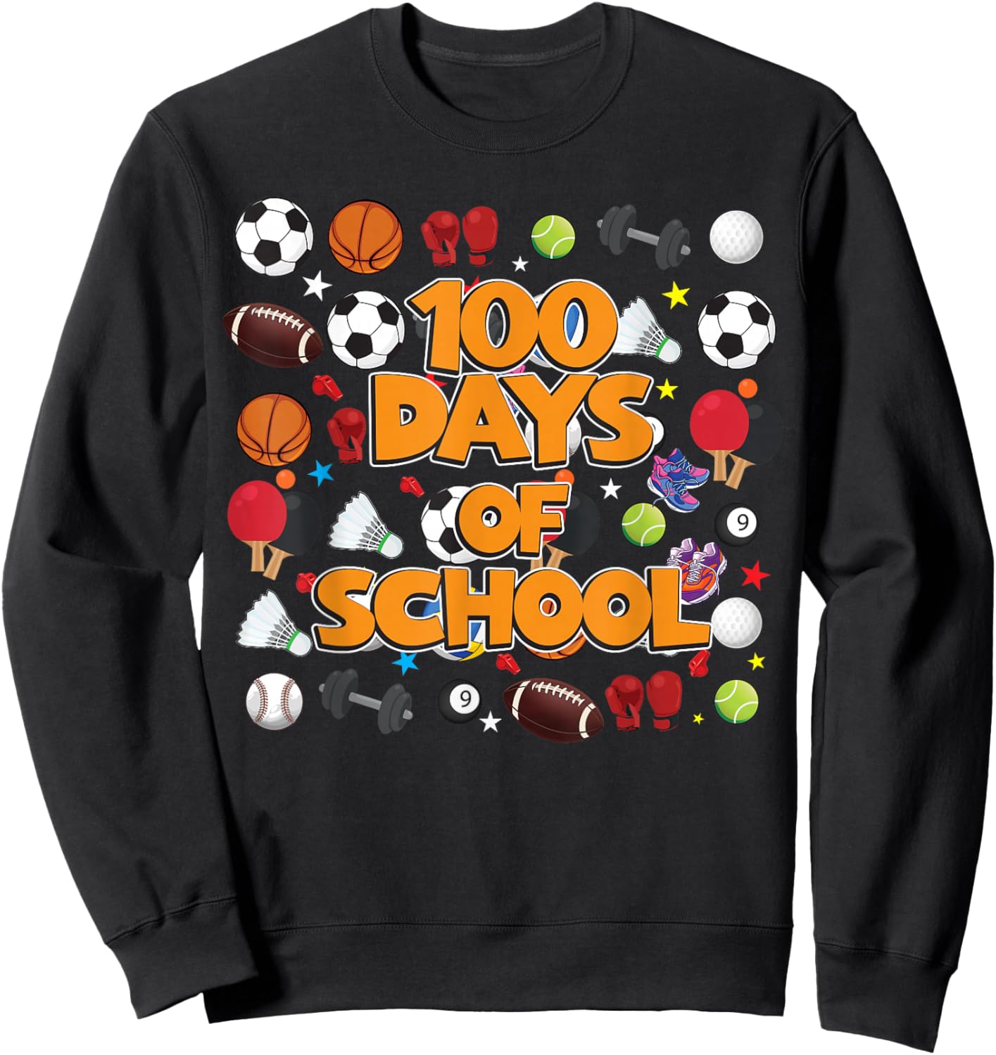 Happy 100 Days of School PE Teachers Kids Boys Girls Sweatshirt - Sweatshirt | Black