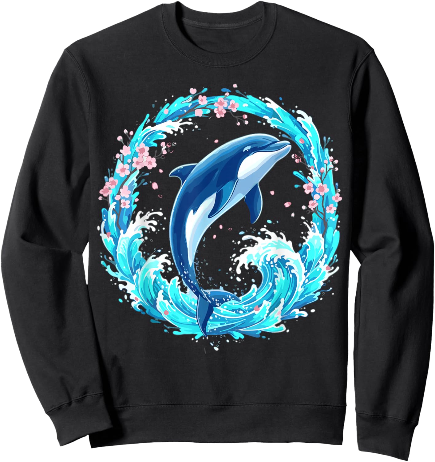 Dolphin Floral Sweatshirt - Sweatshirt | Black