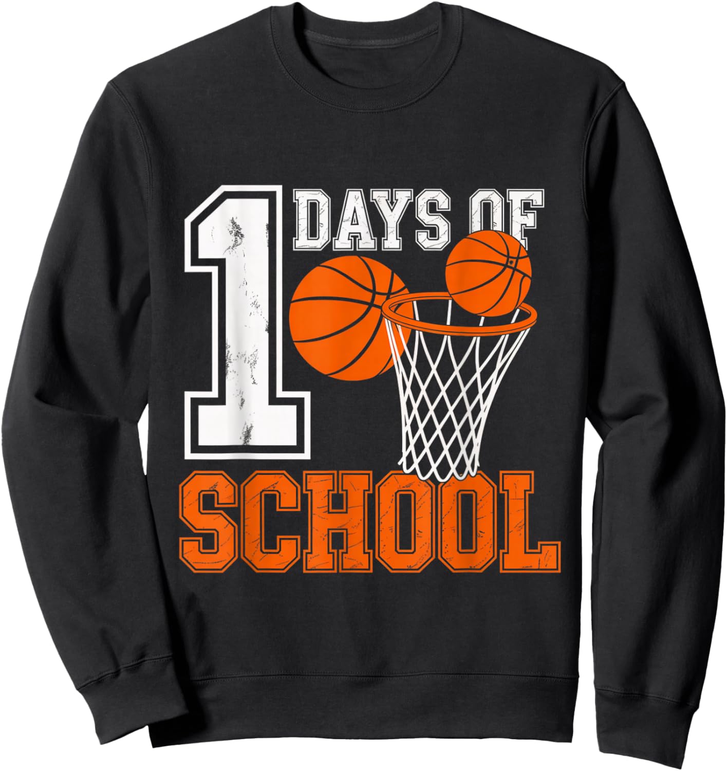 Retro 100 Days School Basketball Kids Hoops Art Sweatshirt - Sweatshirt | Black
