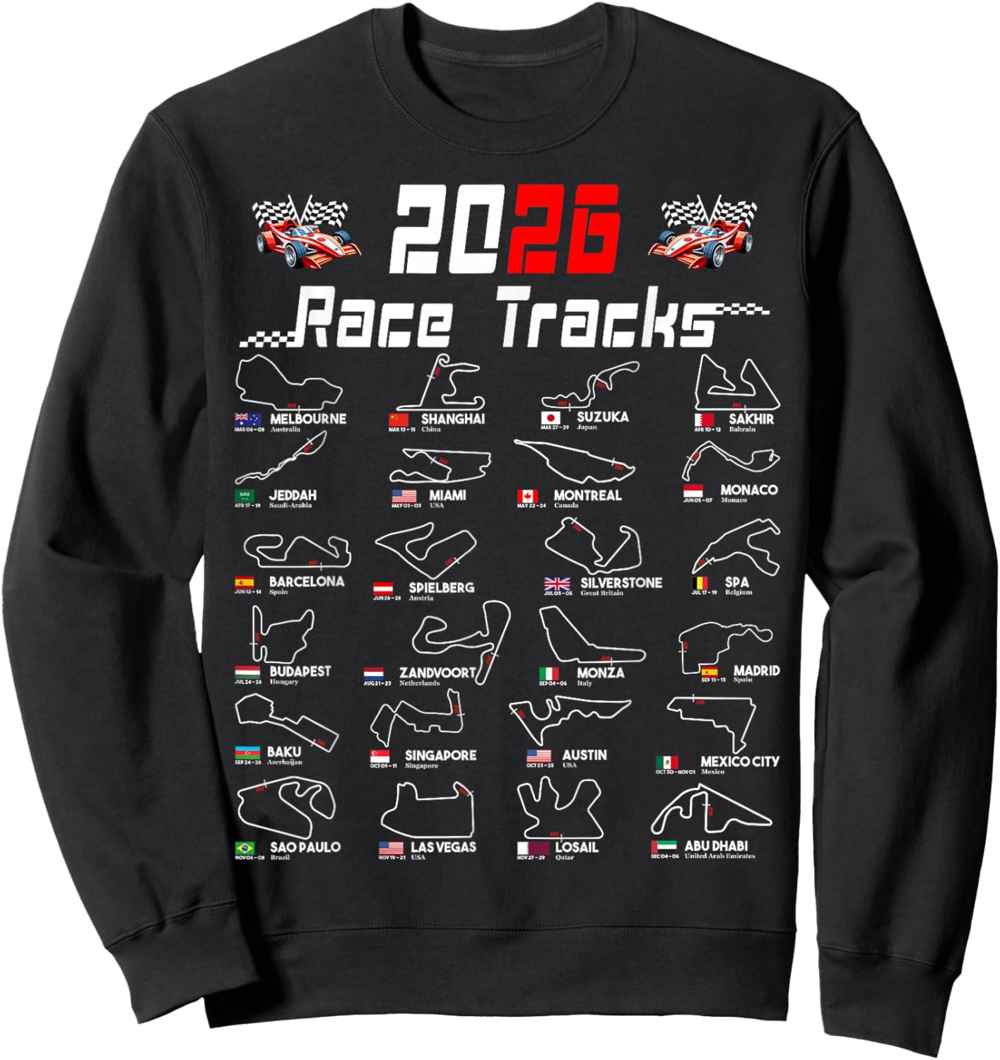 2026 Motorsport Racing Car Schedule Sweatshirt - Sweatshirt | Black