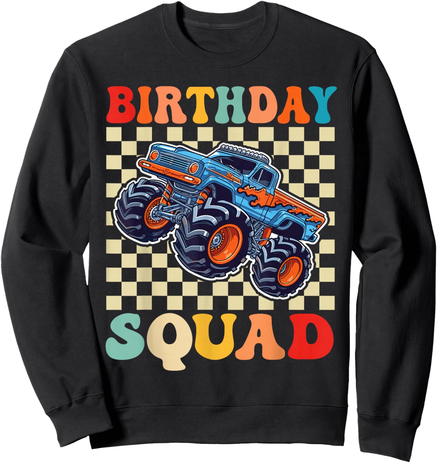 Birthday Squad Monster Truck Birthday Boys Family Matching Sweatshirt - Sweatshirt | Black