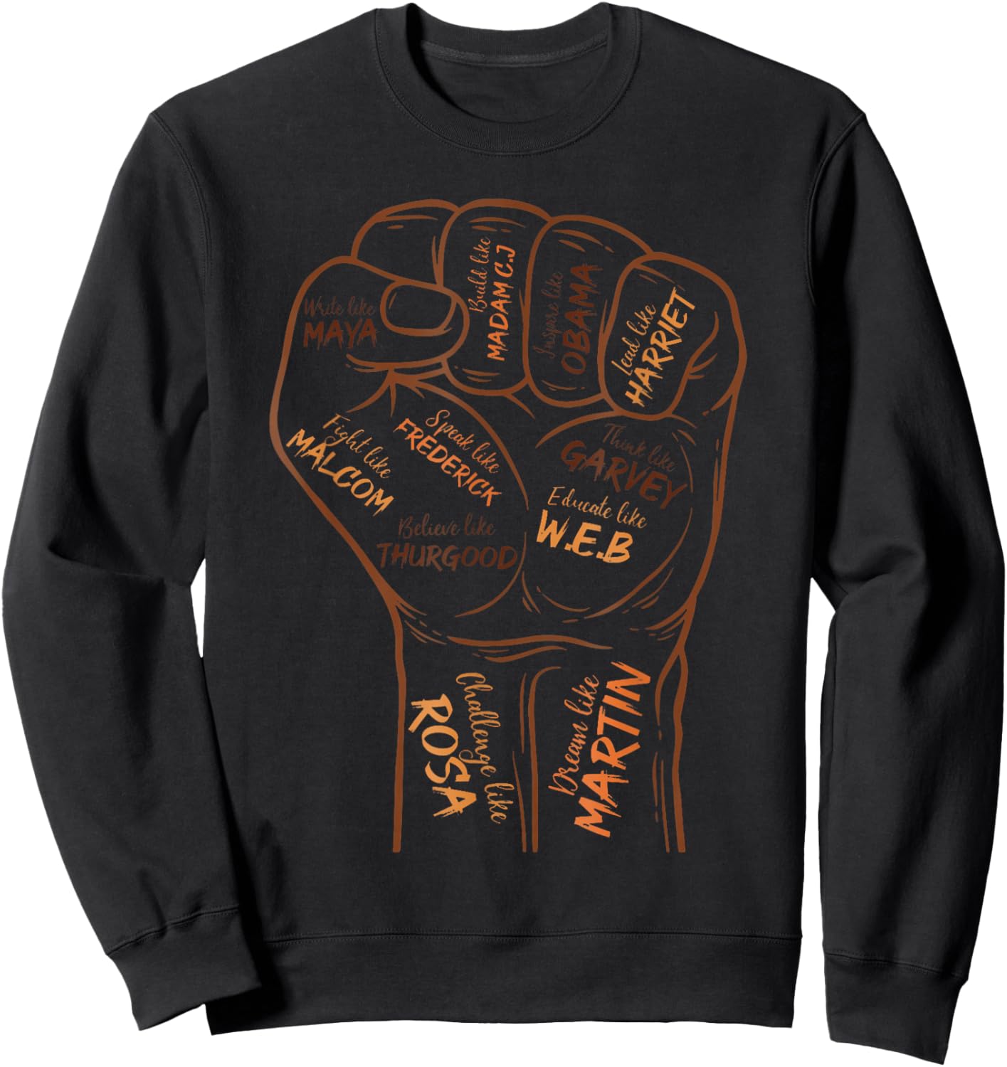 Power Fist Hand Shirt Insing Black Black History Sweatshirt - Sweatshirt | Black